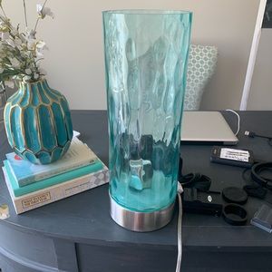 Teal glass lamp